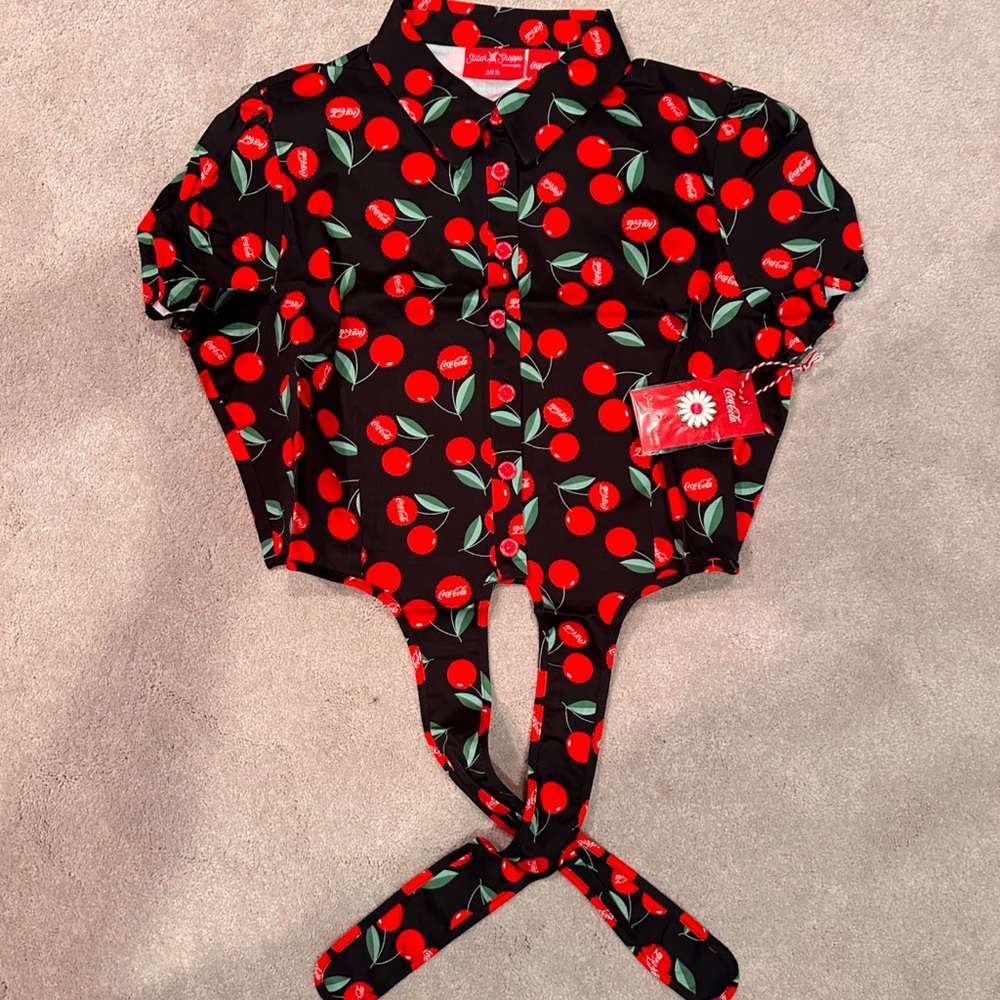 Coca-Cola Cherry Print Tie-Front Shirt